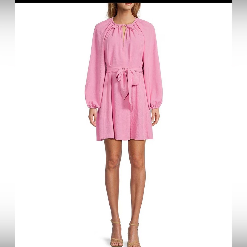 NWT Raffaella Split V-Neck Tie Waist Long Sleeve Dress